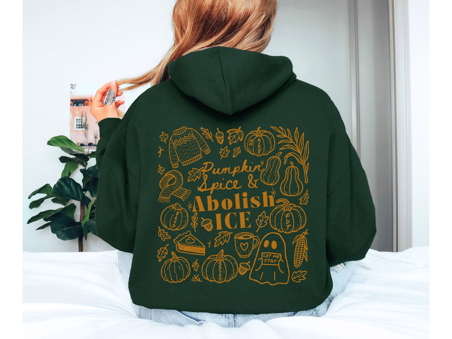 Abolish Ice Fall Doodles Halloween Hooded Sweatshirt