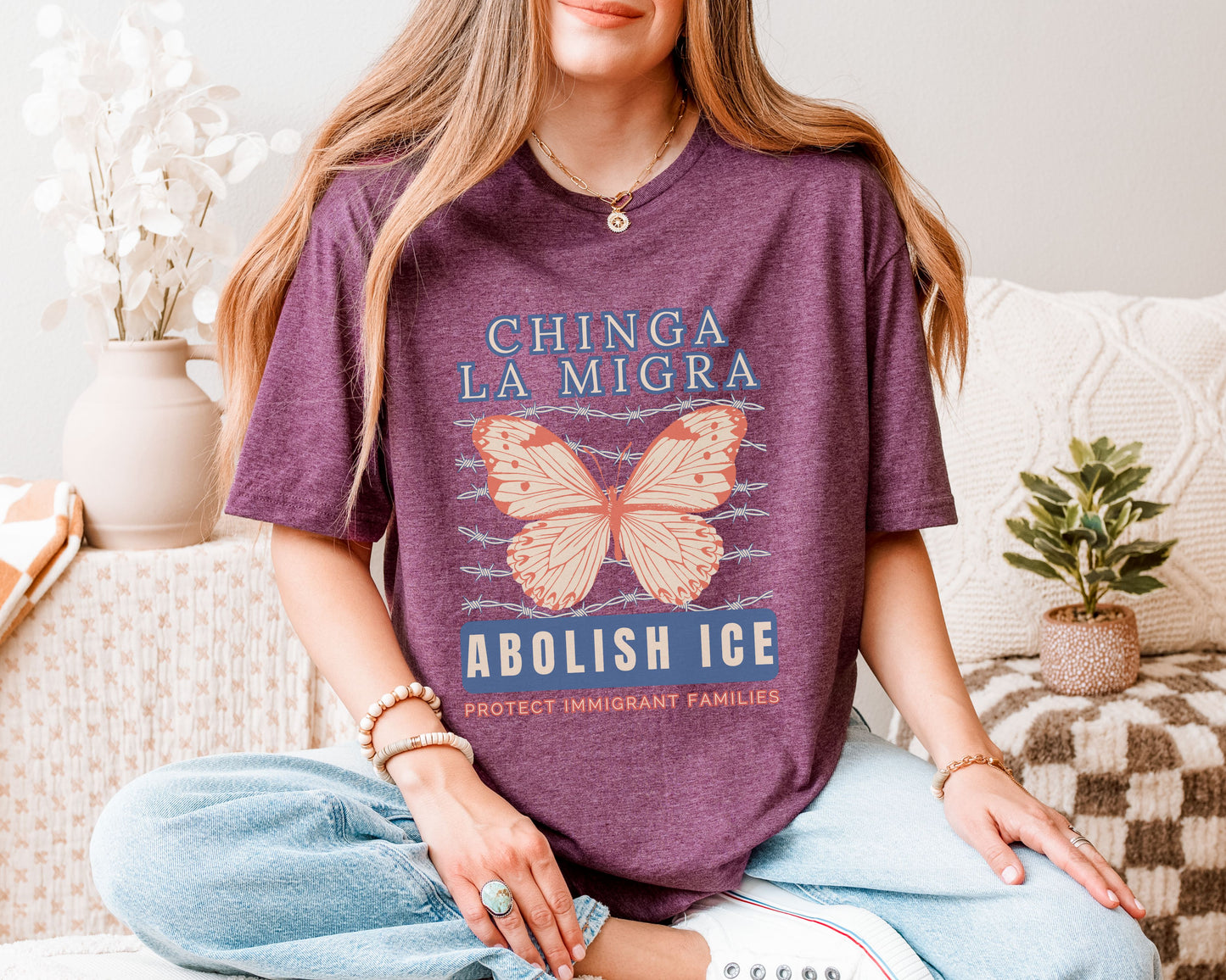 Chinga La Migra Abolish Ice Monarch Butterfly Shirt