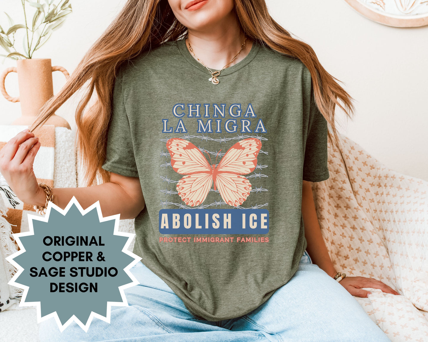 Chinga La Migra Abolish Ice Monarch Butterfly Shirt