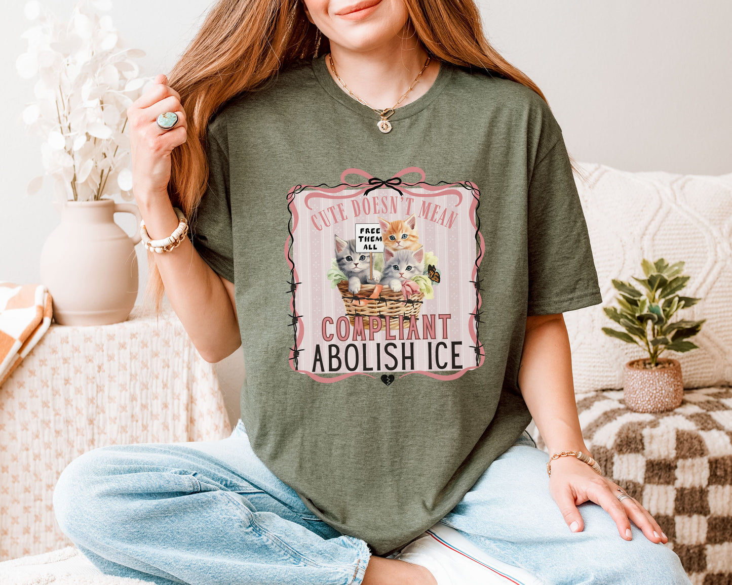 Abolish Ice Basket of Kittens Tee Shirt