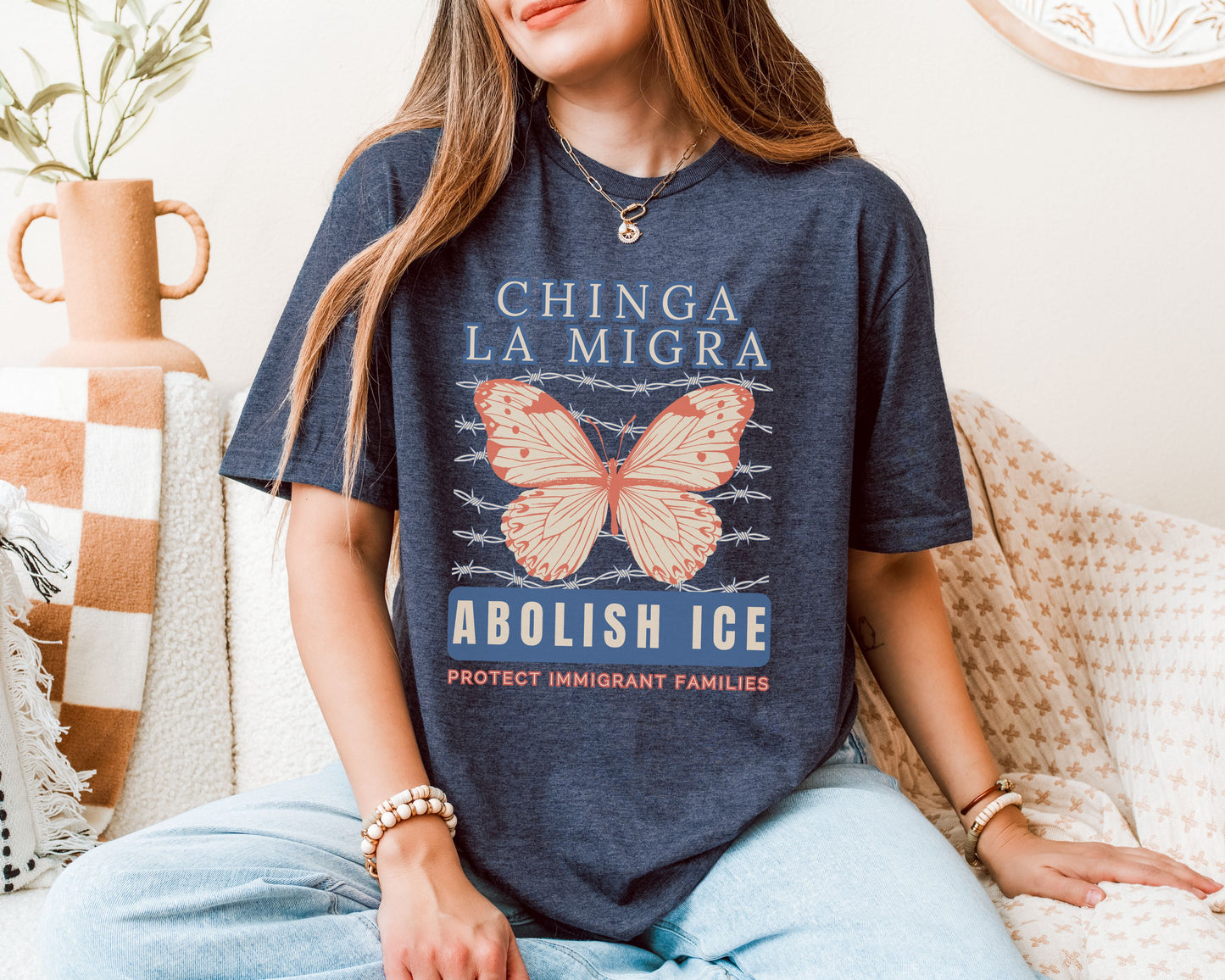 Chinga La Migra Abolish Ice Monarch Butterfly Shirt