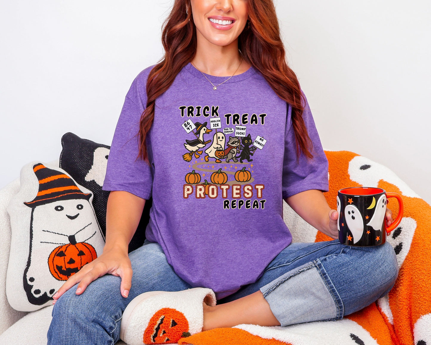 Abolish Ice Anti Trump Trick Treat Protest Repeat Halloween Shirt