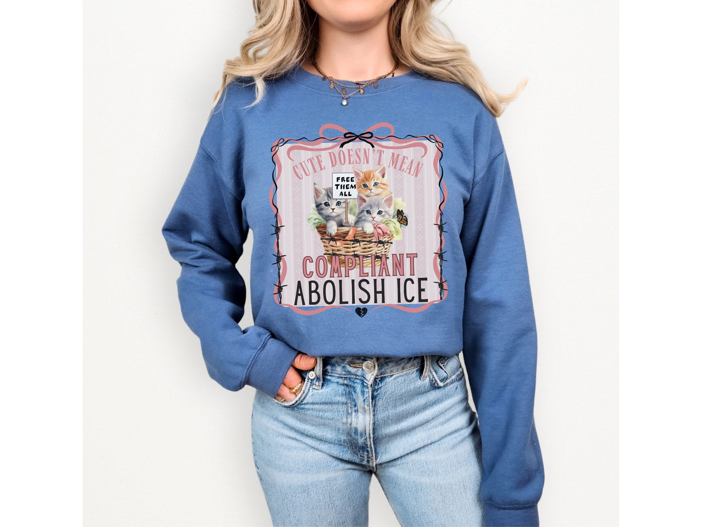 Abolish Ice Kitten Crewneck Sweatshirt