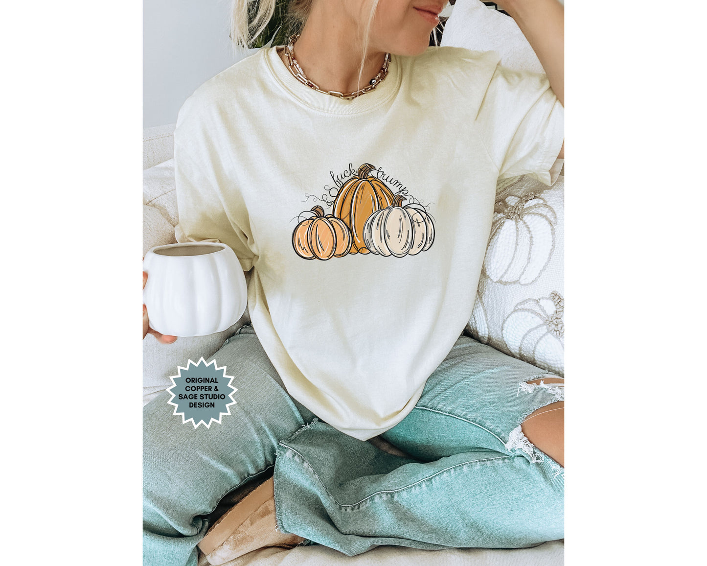 Subtle Fuck Trump Pumpkin Halloween Comfort Colors Shirt