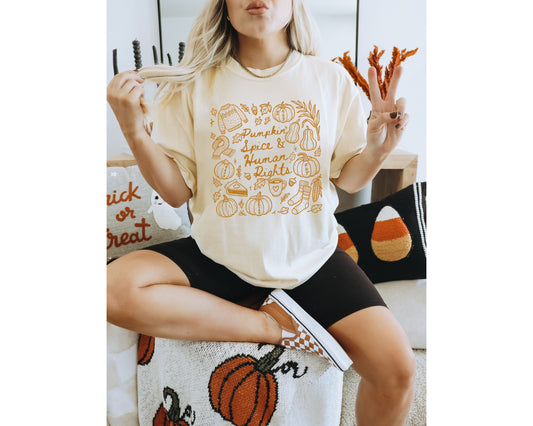 Pumpkin Spice and Human Rights Subtle Fuck Trump Comfort Colors Shirt