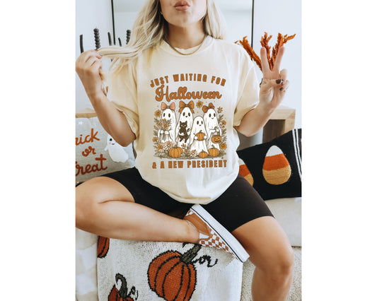 Waiting for Halloween & a New President Comfort Colors Tee Shirt