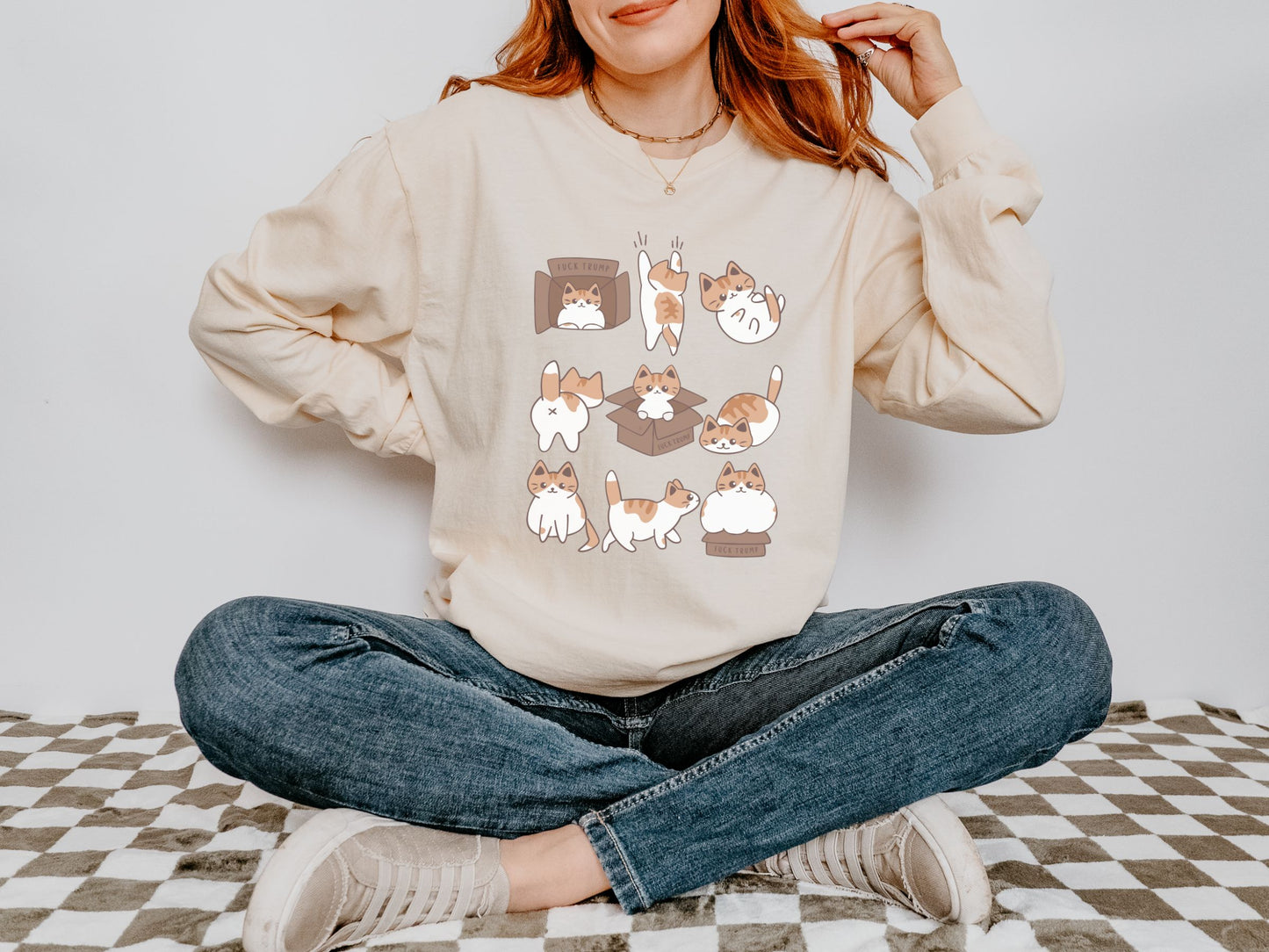 Calico Cat Fuck Trump Comfort Colors Long Sleeved Tee Shirt