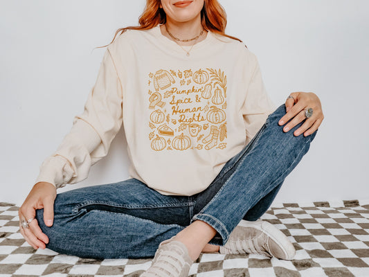 Pumpkin Spice and Human Rights Subtle Fuck Trump Long Sleeved Comfort Colors Shirt