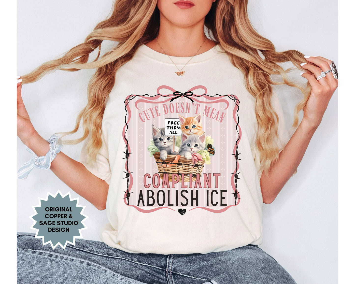 Abolish Ice Basket of Kittens Political Cat Comfort Colors Tee Shirt