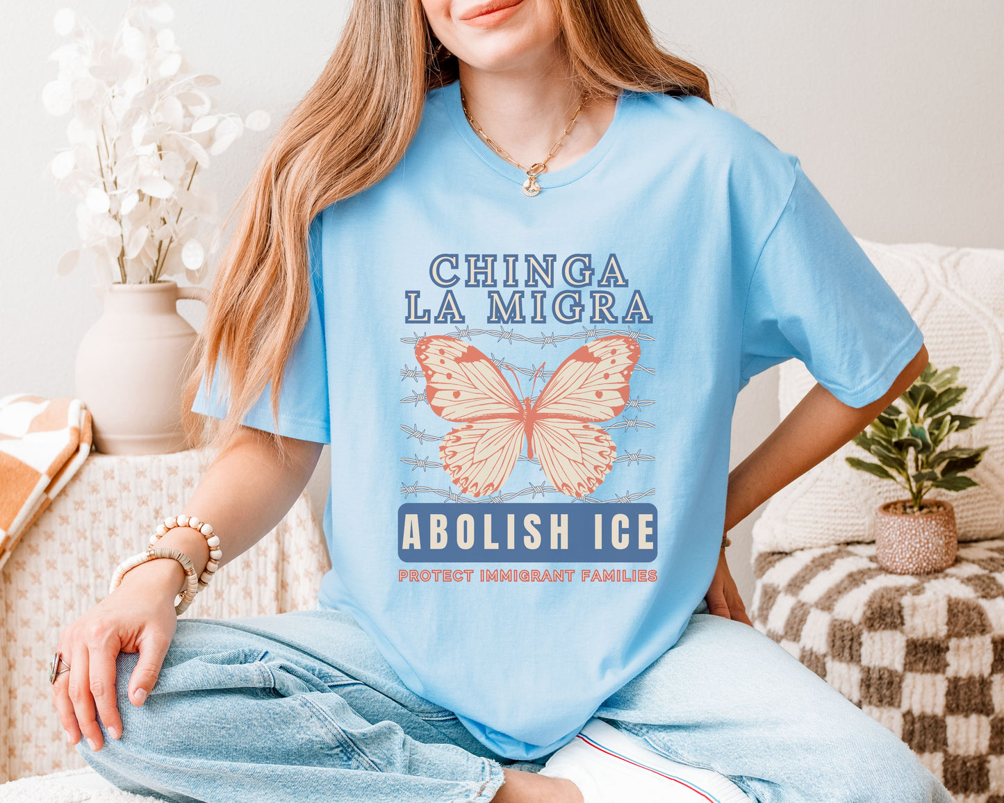 Chinga La Migra Abolish Ice Monarch Butterfly Shirt