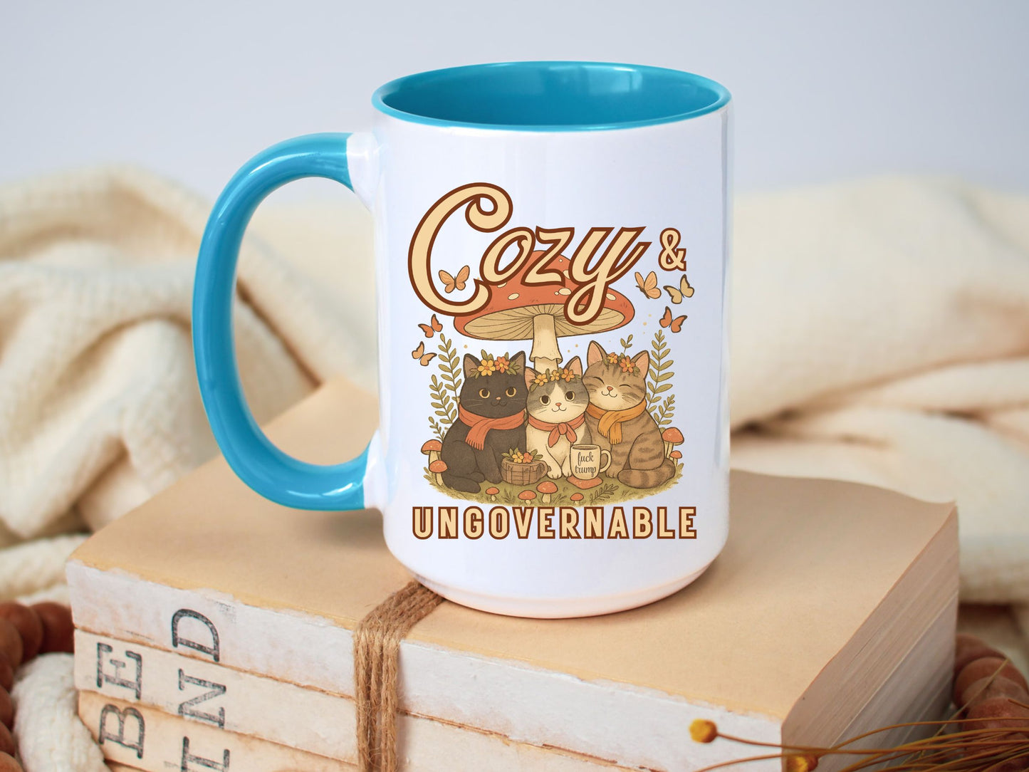 Cozy and Ungovernable Cat Subtle Fuck TrumpHidden Message Mug
