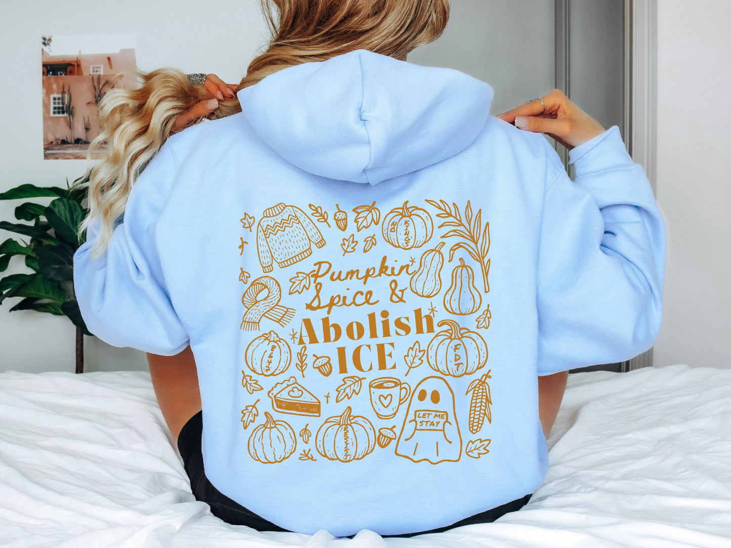 Abolish Ice Fall Doodles Halloween Hooded Sweatshirt