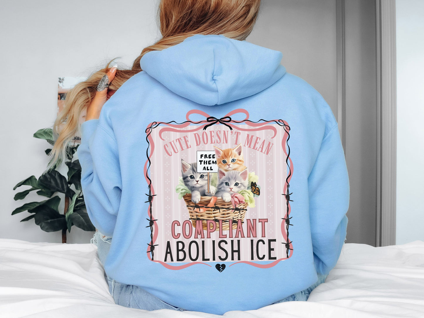 Abolish Ice Kitten Pro Immigrant Hooded Sweatshirt
