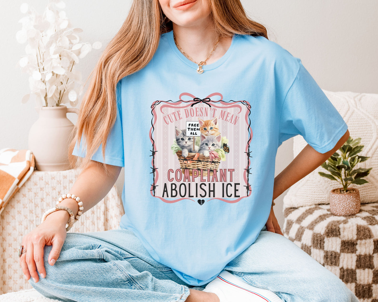 Abolish Ice Basket of Kittens Tee Shirt