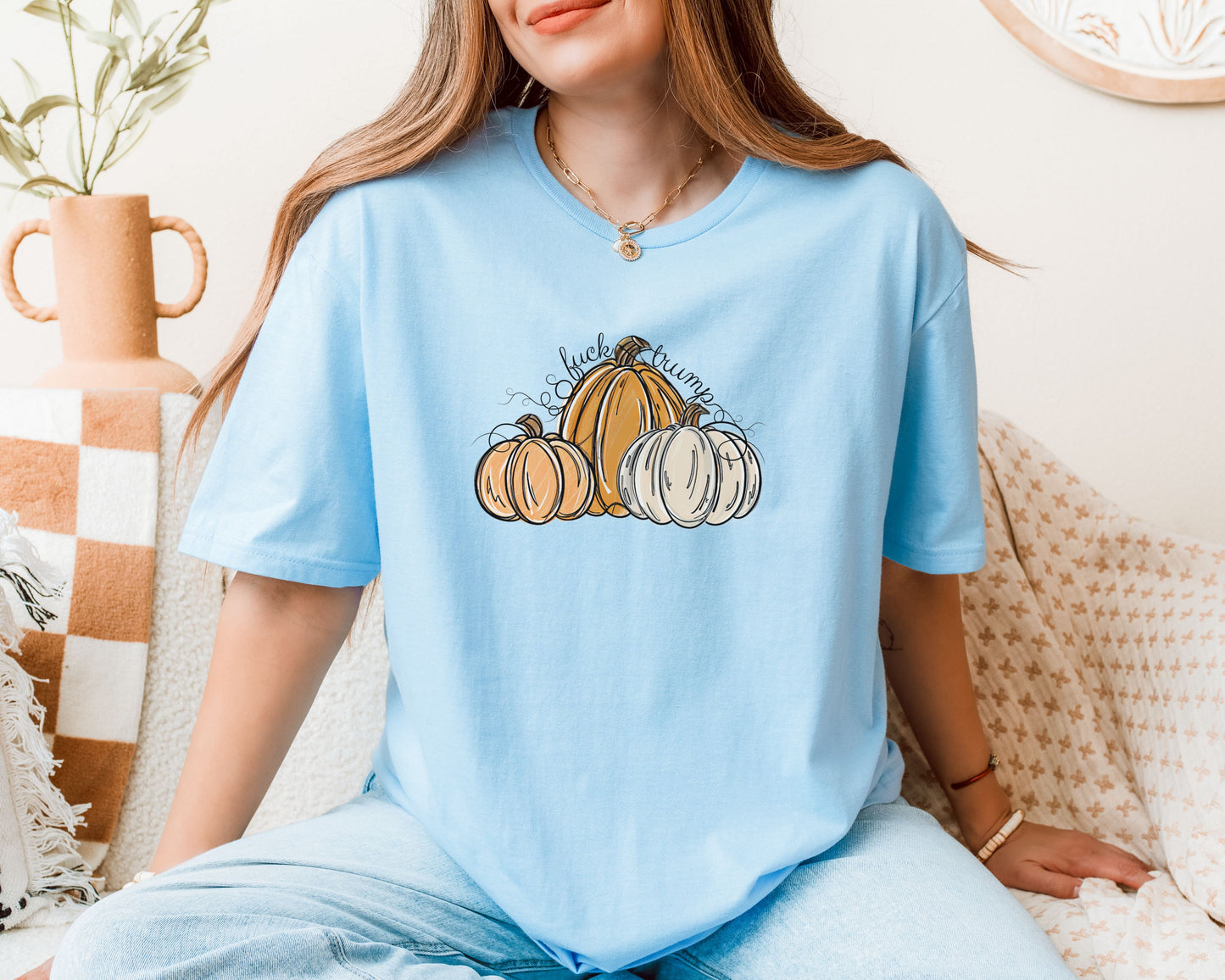 Subtle Fuck Trump Pumpkin Halloween Tee Shirt