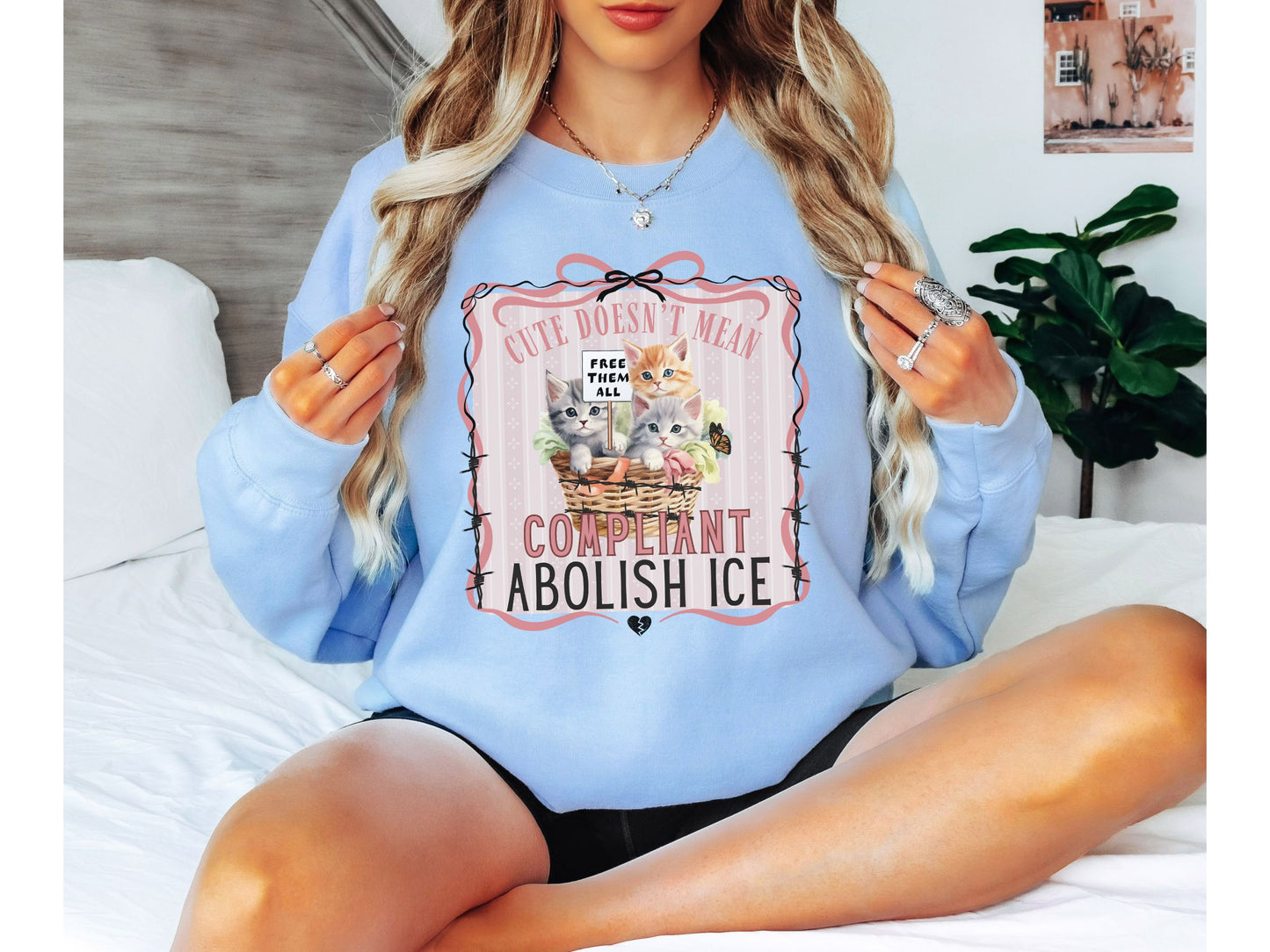 Abolish Ice Kitten Crewneck Sweatshirt