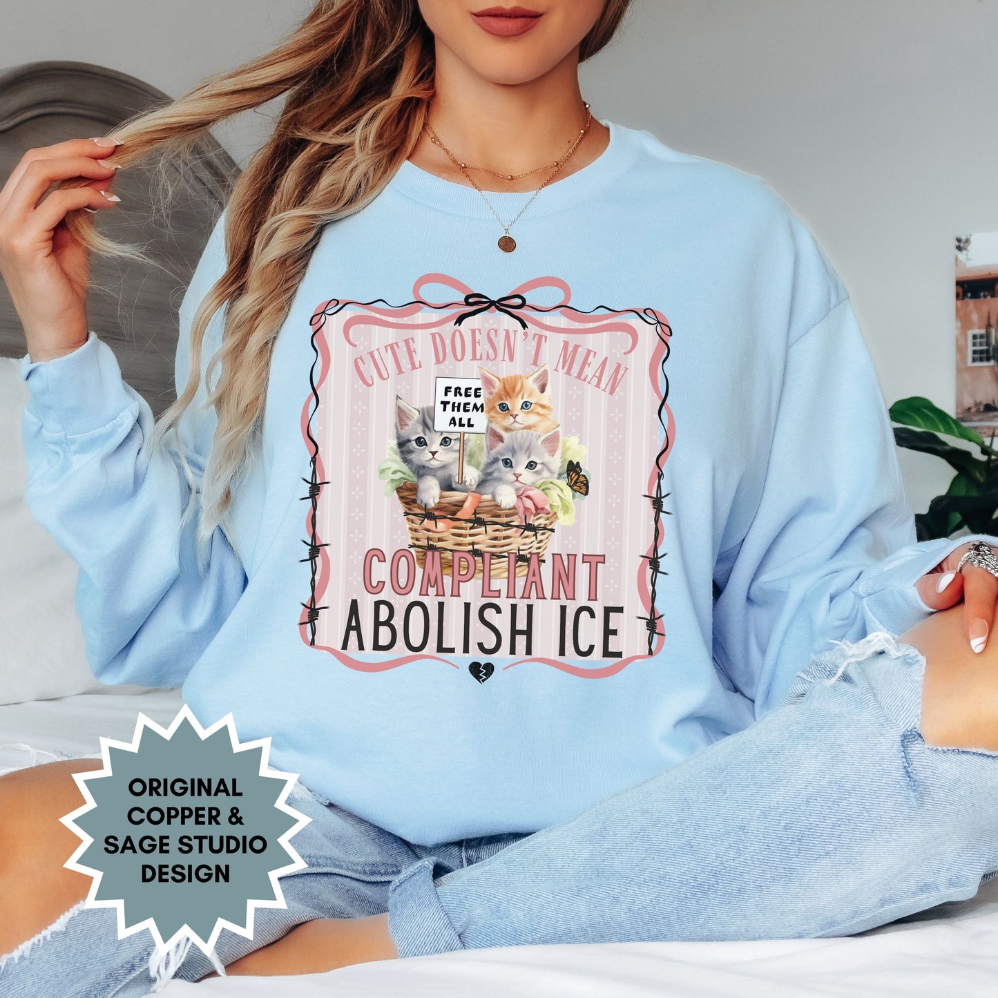 Abolish Ice Kitten Long Sleeved Tee
