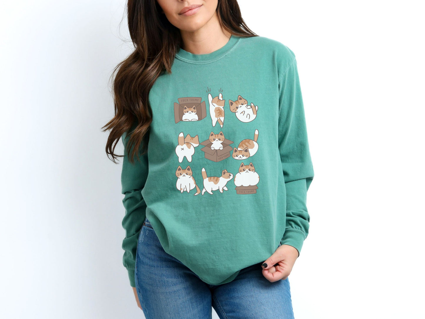 Calico Cat Fuck Trump Comfort Colors Long Sleeved Tee Shirt