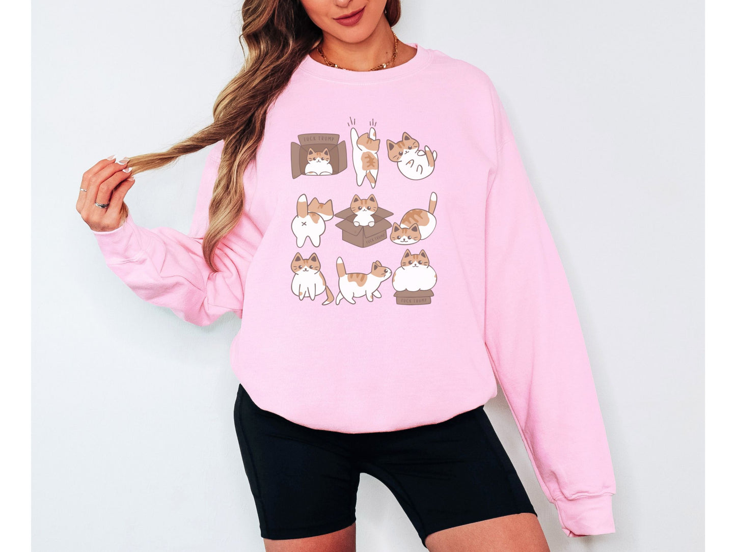Calico Cat Fuck Trump Crewneck Sweatshirt
