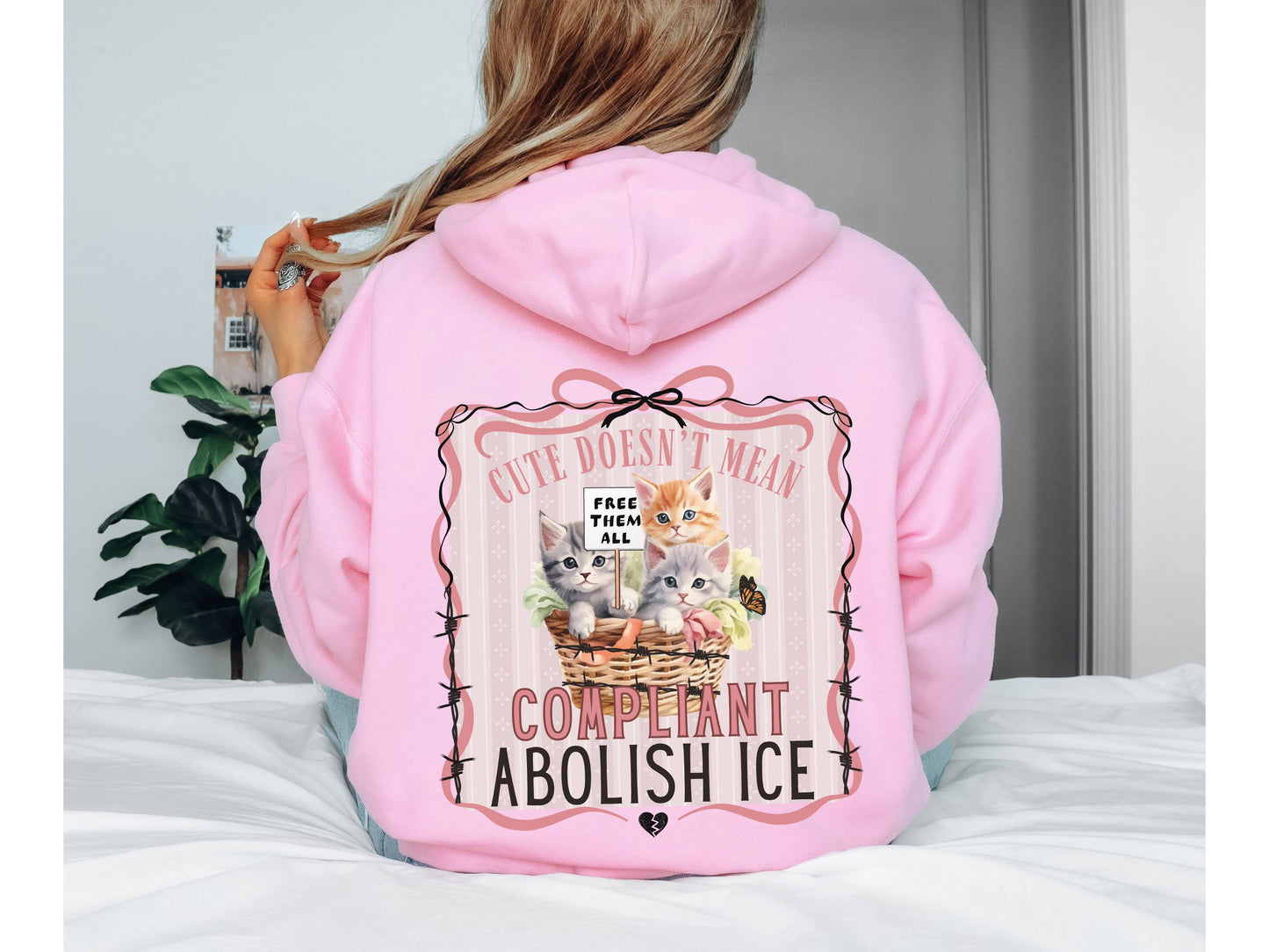Abolish Ice Kitten Pro Immigrant Hooded Sweatshirt