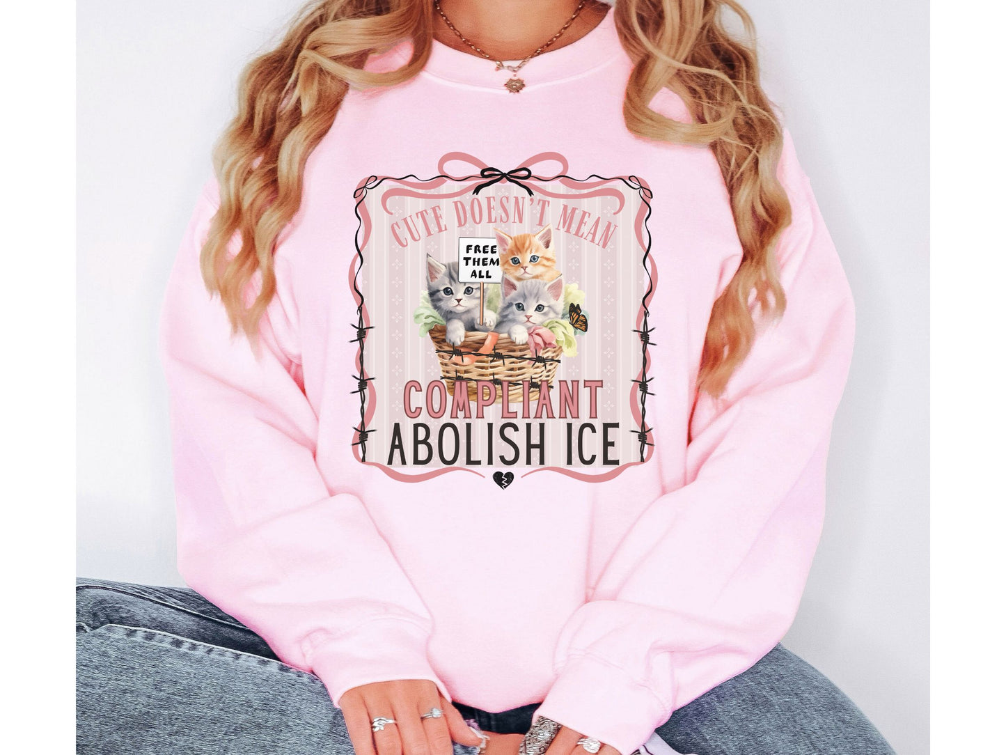 Abolish Ice Kitten Crewneck Sweatshirt