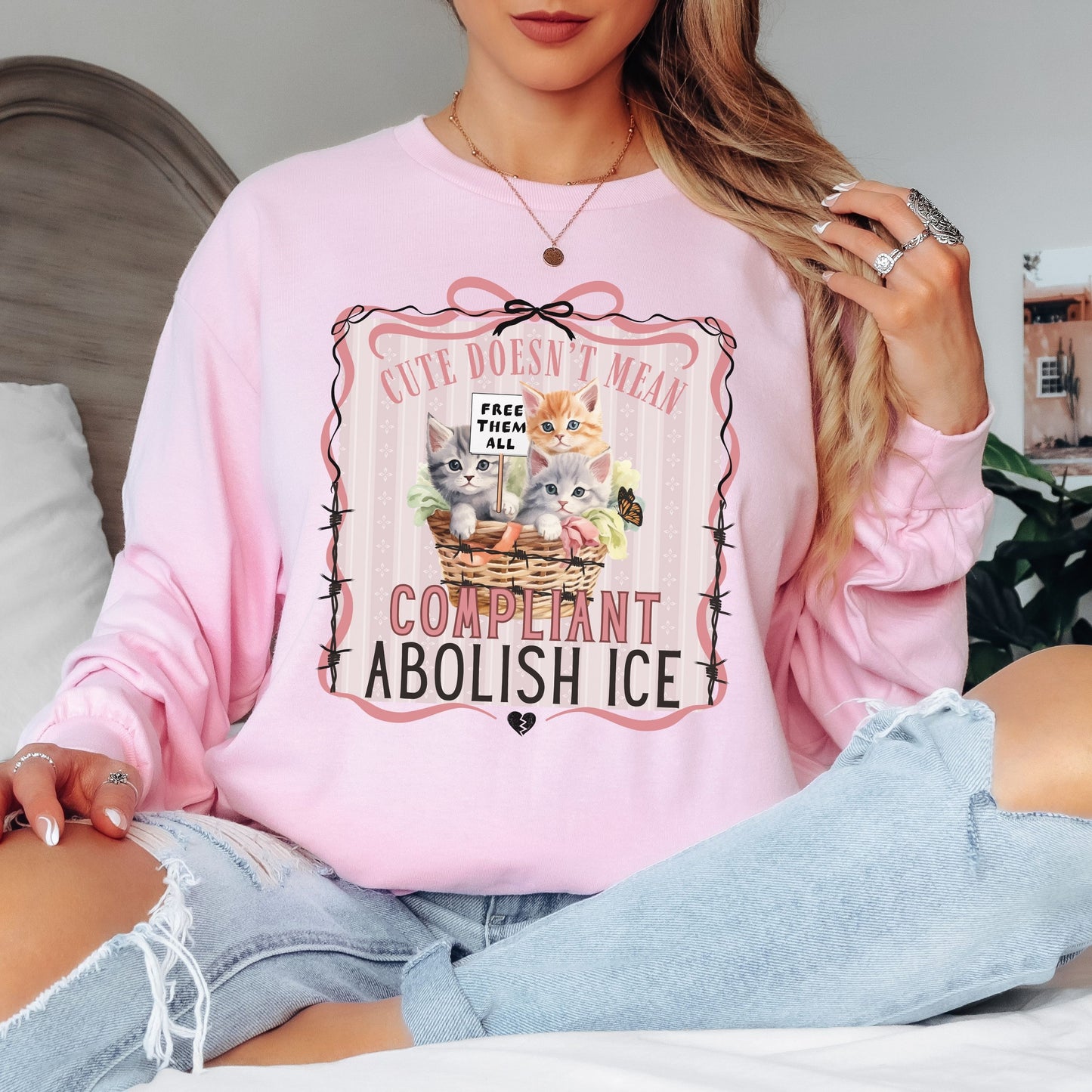 Abolish Ice Kitten Long Sleeved Tee