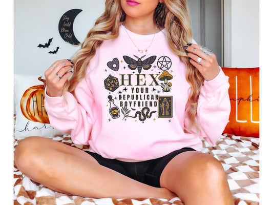 Hex Your Republican Boyfriend Anti Trump Halloween Crewneck Sweatshirt