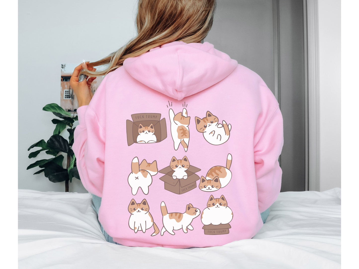 Calico Cat Fuck Trump Hooded Sweatshirt