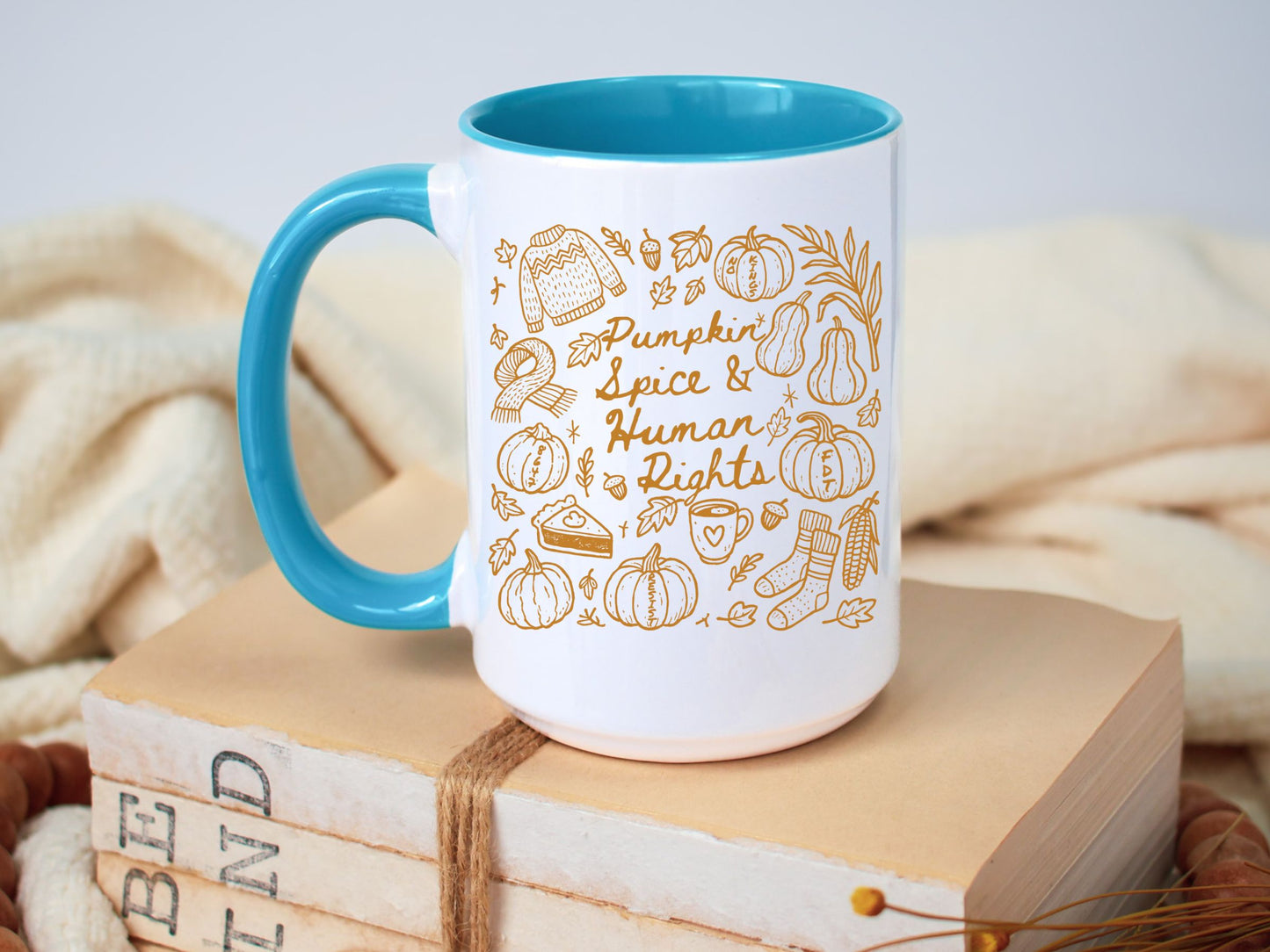 Pumpkin Spice and Human Rights Subtle Anti Trump Hidden Message Mug (11oz. or 15 oz.)
