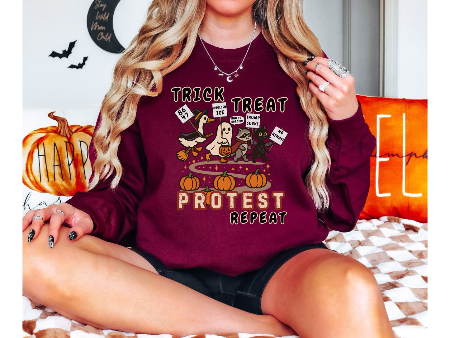 Abolish Ice Trump Sucks Halloween Crewneck Sweatshirt