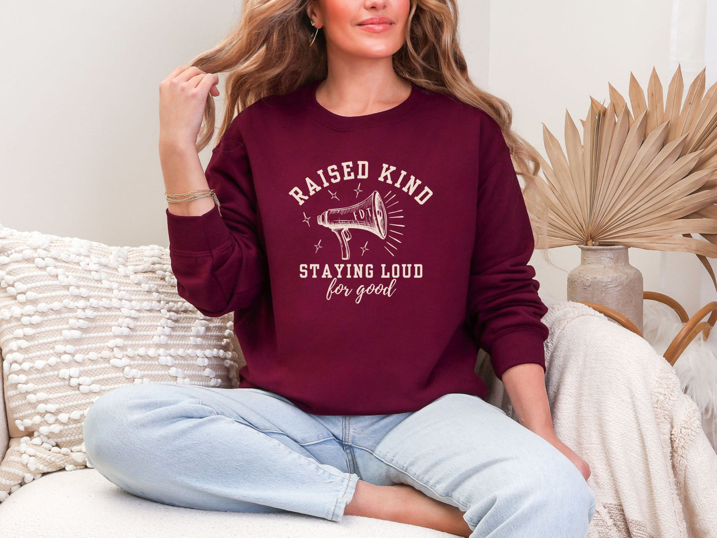 Raised Loud Staying Kind Subtle Fuck Trump FDT Crewneck Sweatshirt