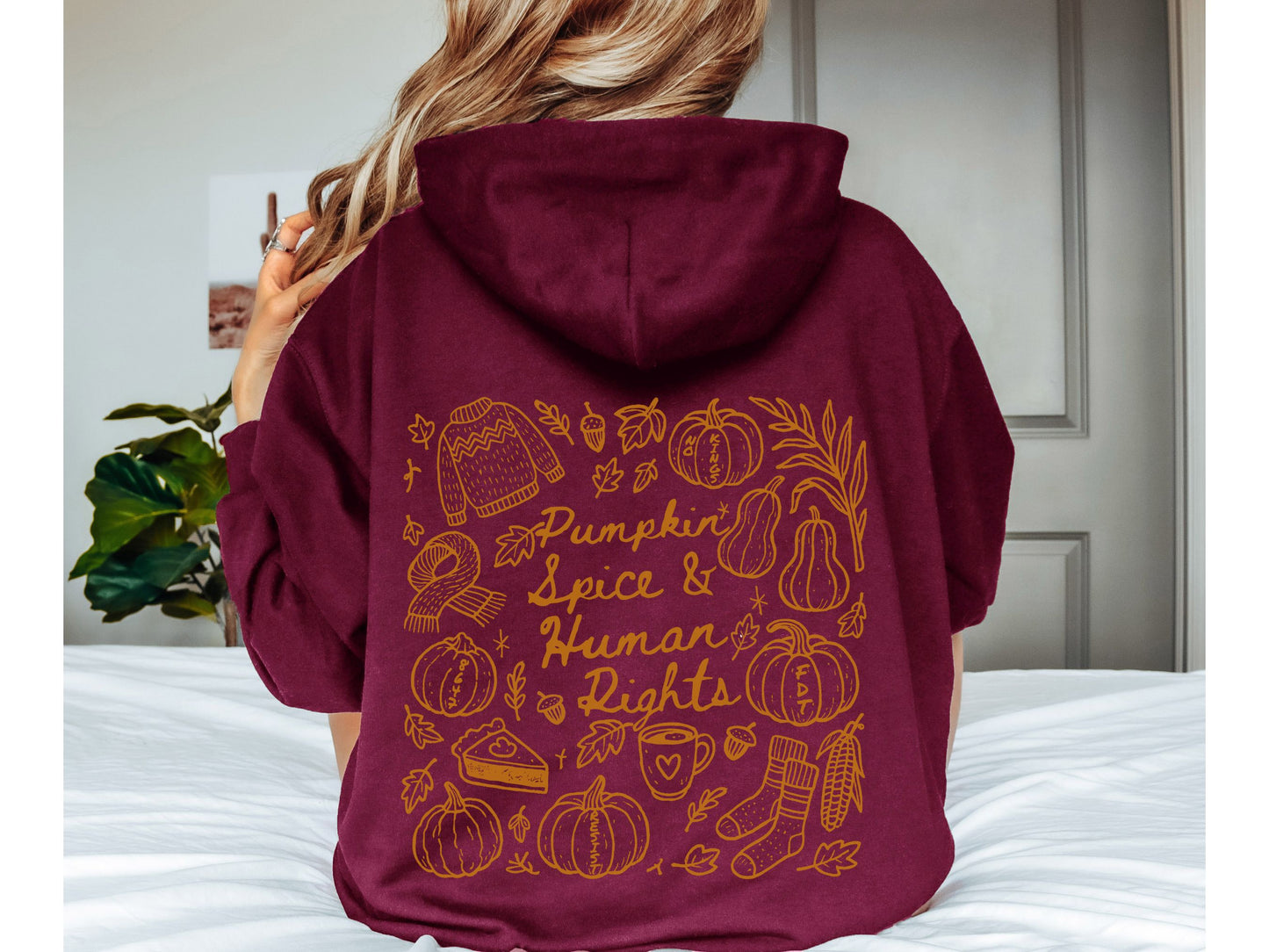 Pumpkin Spice and Human Rights Subtle Fuck Trump Hooded Sweatshirt
