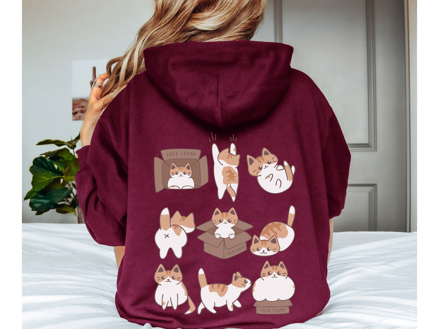 Calico Cat Fuck Trump Hooded Sweatshirt