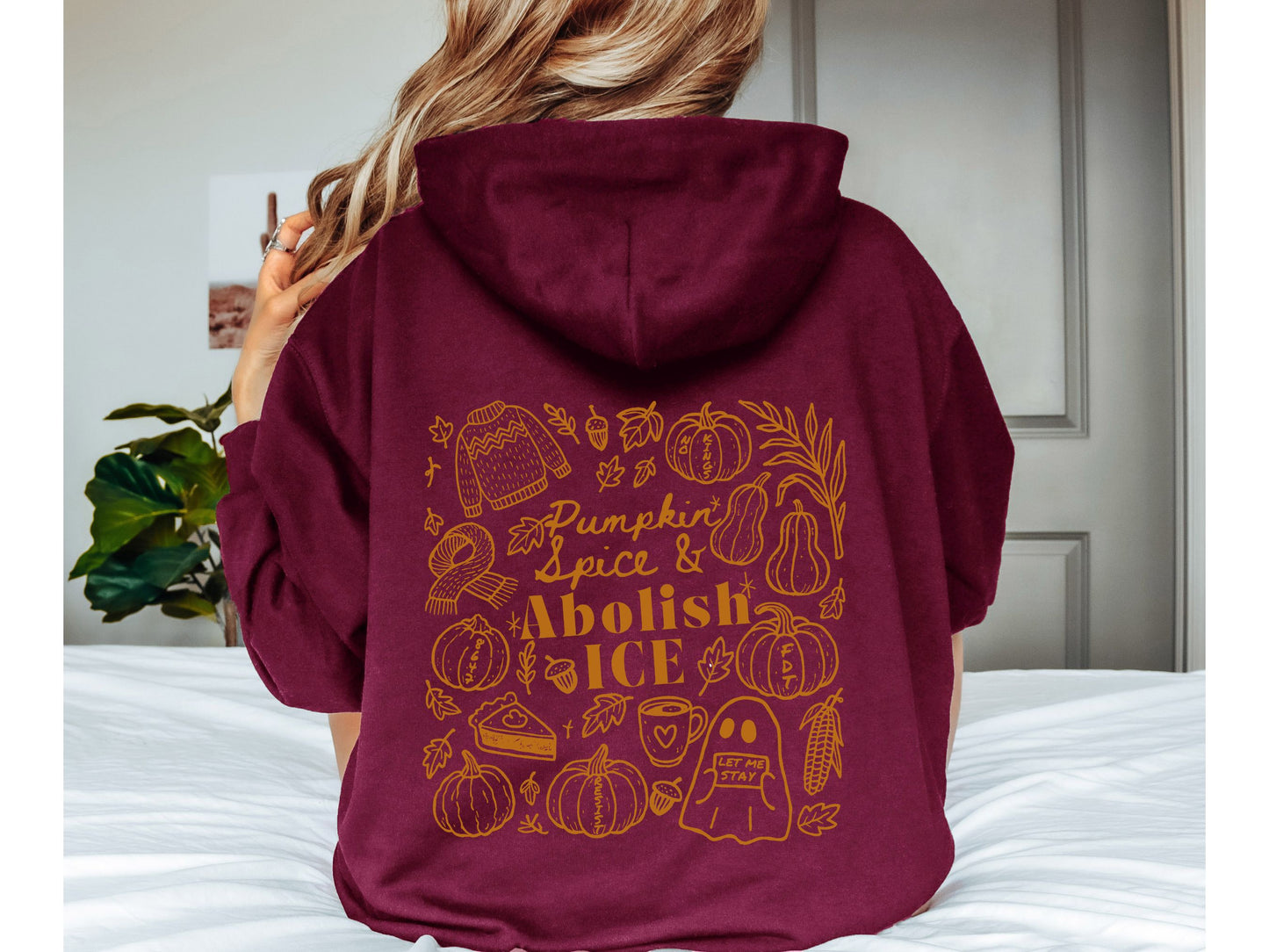 Abolish Ice Fall Doodles Halloween Hooded Sweatshirt
