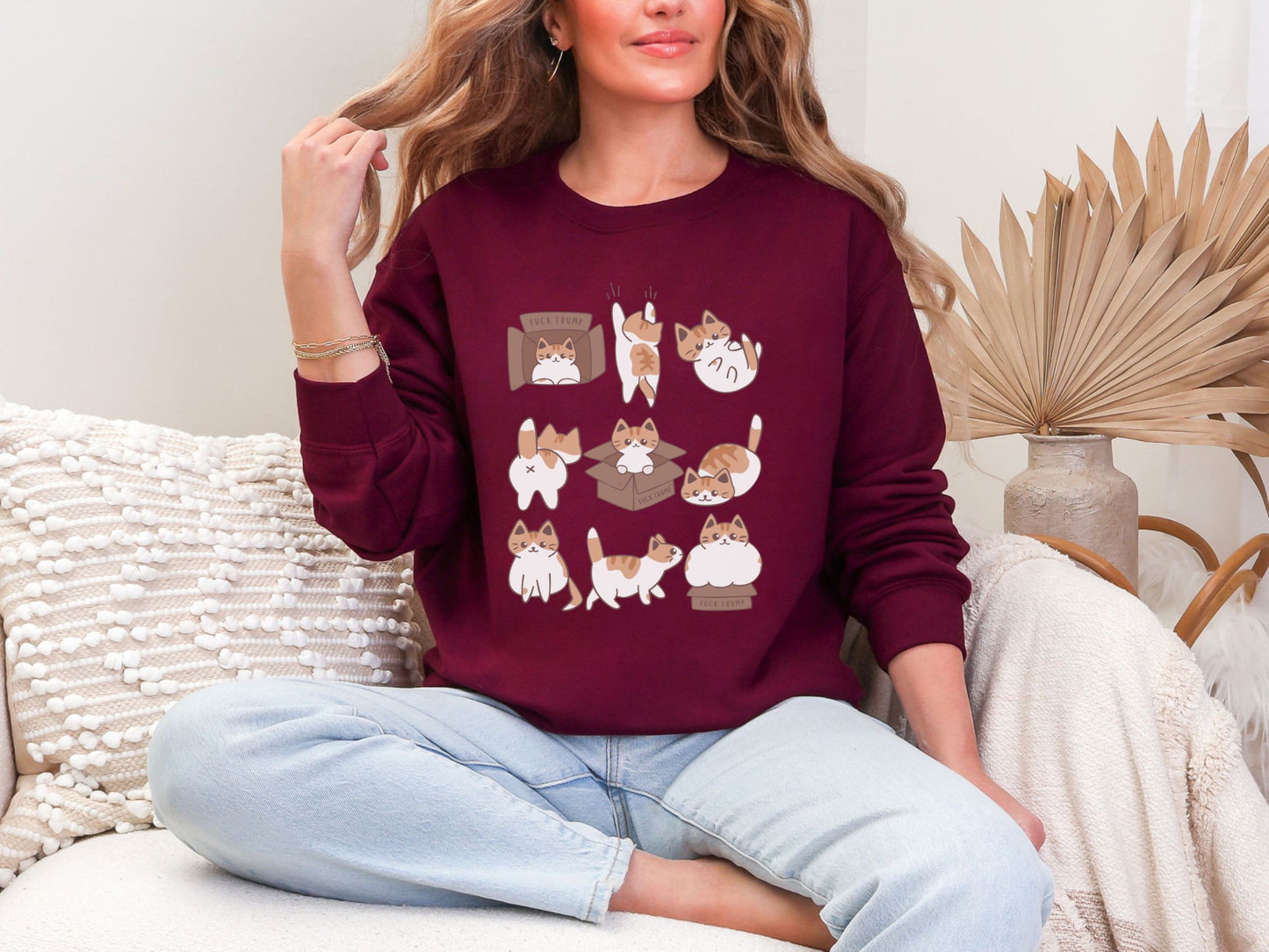 Calico Cat Fuck Trump Crewneck Sweatshirt