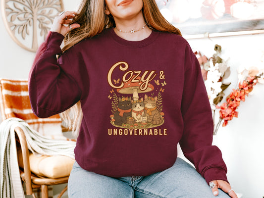 Cozy and Ungovernable Cat Subtle Fuck Trump Crewneck Sweatshirt