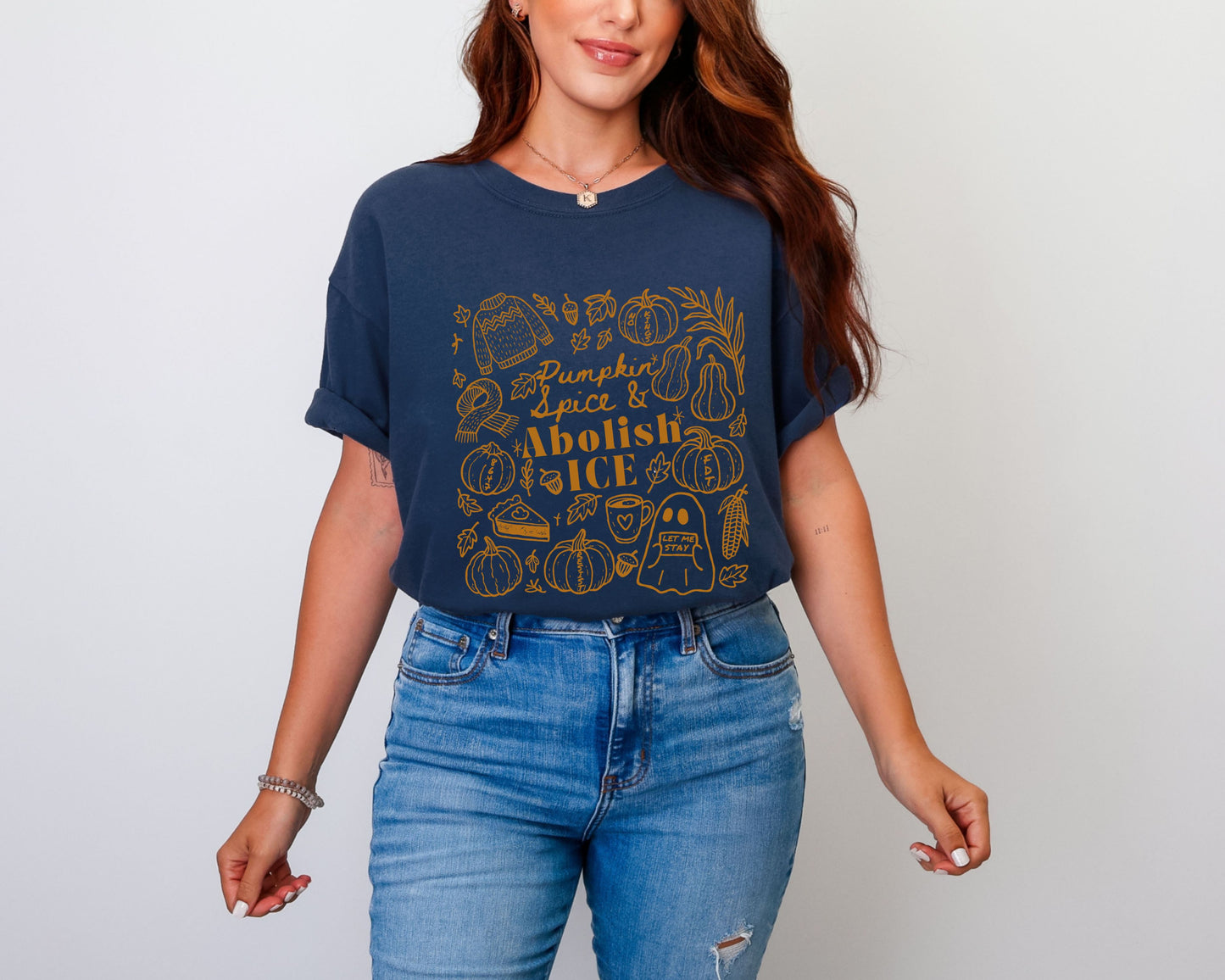 Pumpkin Spice and Abolish Ice Comfort Colors Tee Shirt