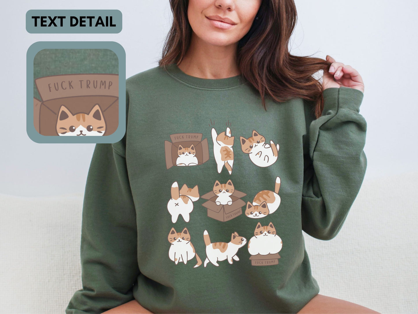 Calico Cat Fuck Trump Crewneck Sweatshirt