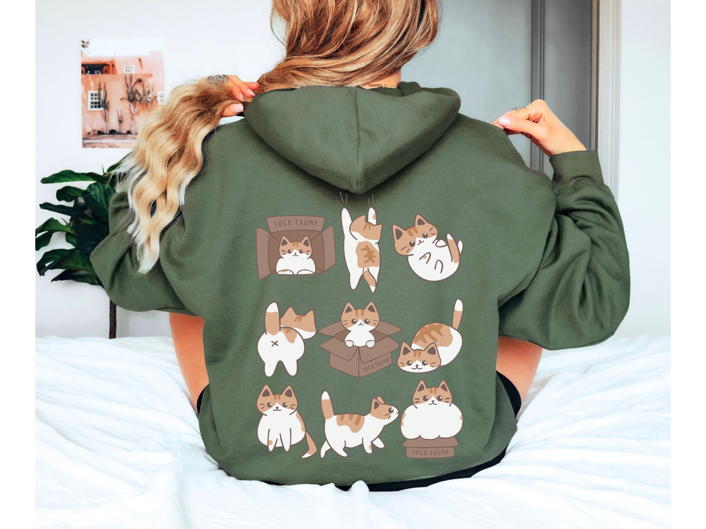 Calico Cat Fuck Trump Hooded Sweatshirt