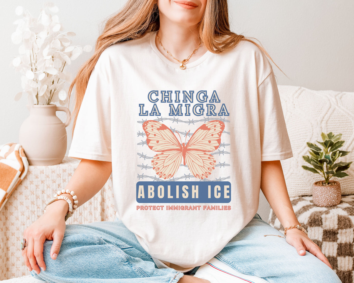 Chinga La Migra Abolish Ice Monarch Butterfly Shirt