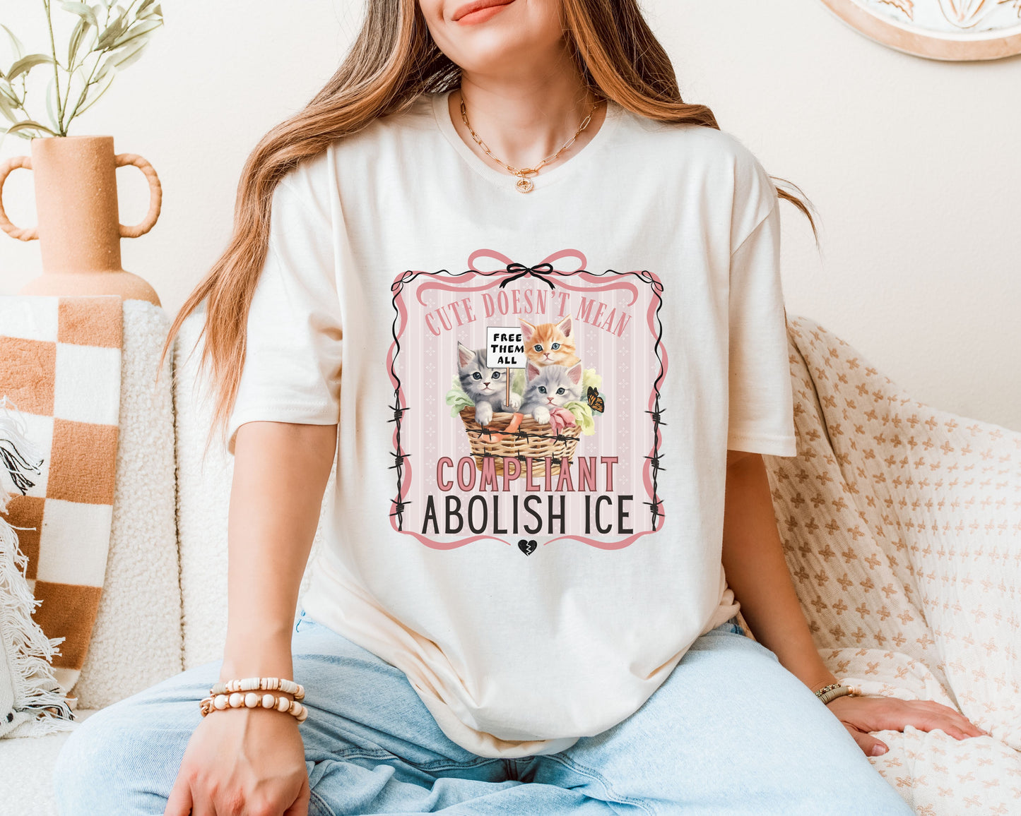 Abolish Ice Basket of Kittens Tee Shirt