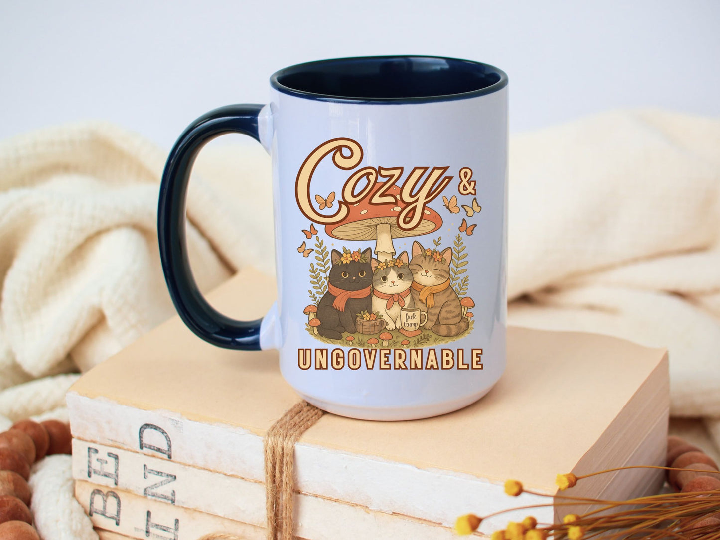 Cozy and Ungovernable Cat Subtle Fuck TrumpHidden Message Mug