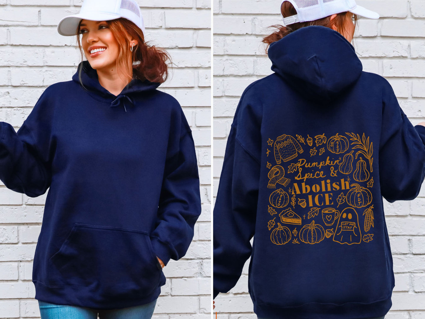 Abolish Ice Fall Doodles Halloween Hooded Sweatshirt