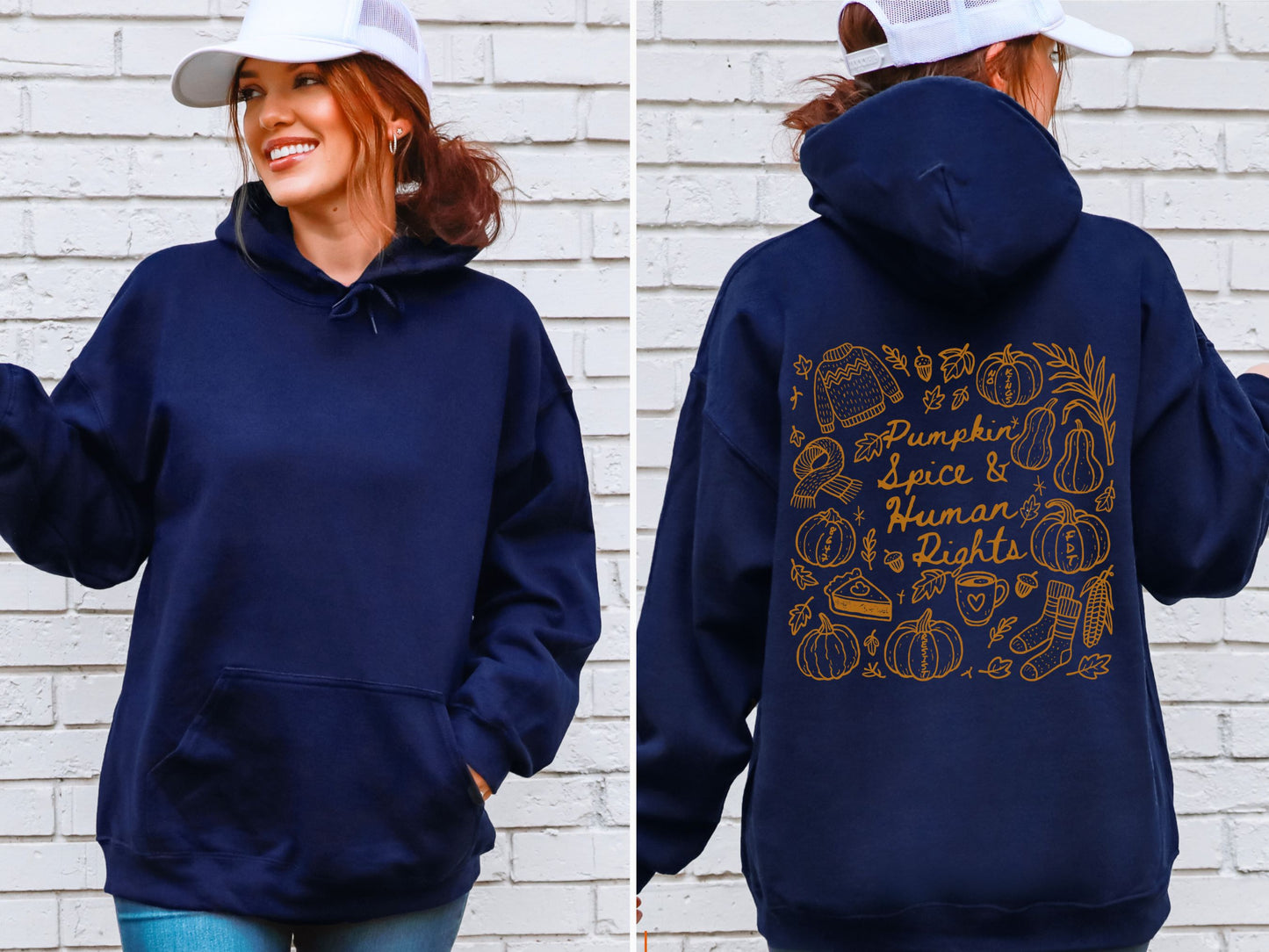 Pumpkin Spice and Human Rights Subtle Fuck Trump Hooded Sweatshirt