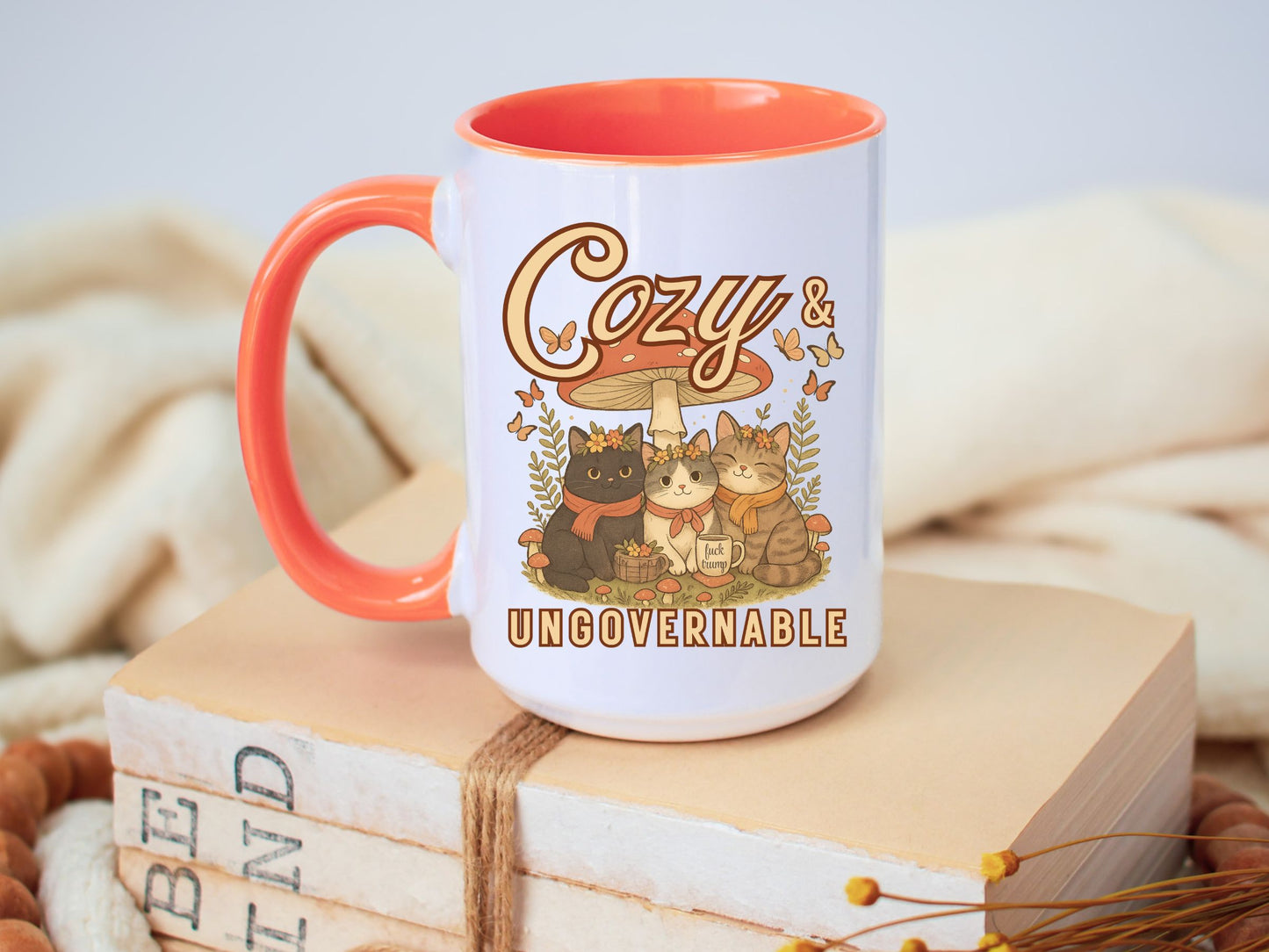 Cozy and Ungovernable Cat Subtle Fuck TrumpHidden Message Mug