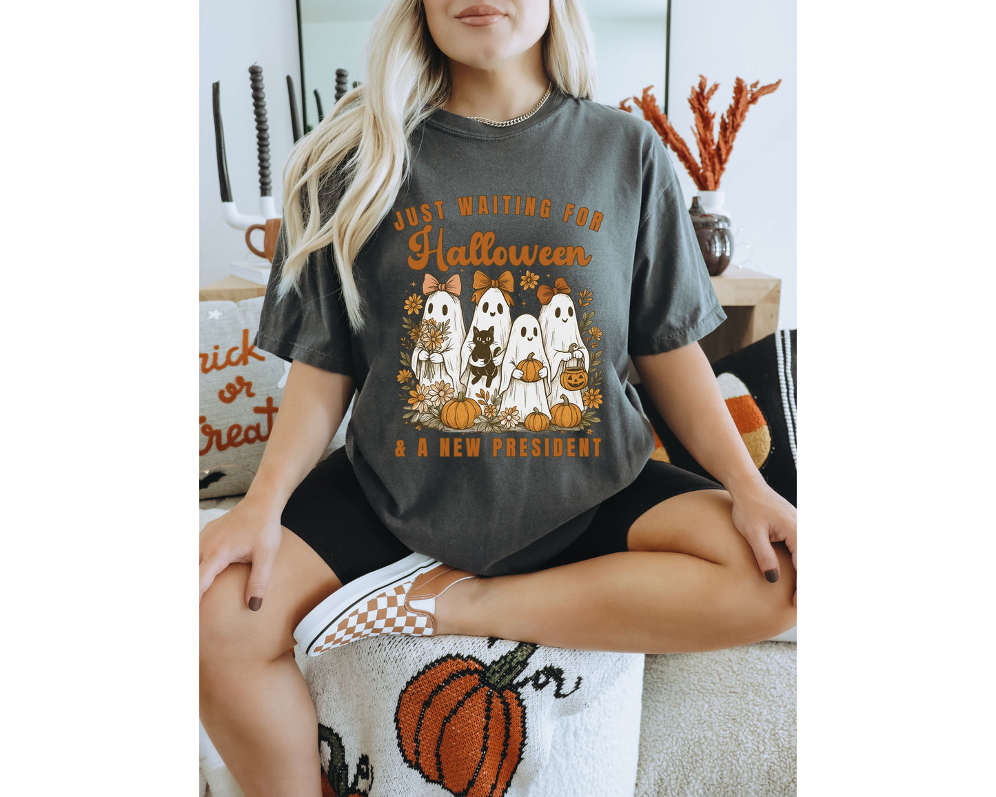 Waiting for Halloween & a New President Comfort Colors Tee Shirt