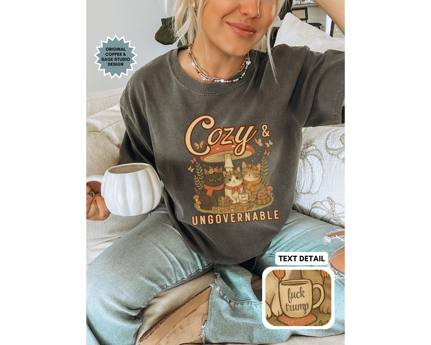 Cozy and Ungovernable Cat Subtle Fuck Trump Comfort Colors Shirt