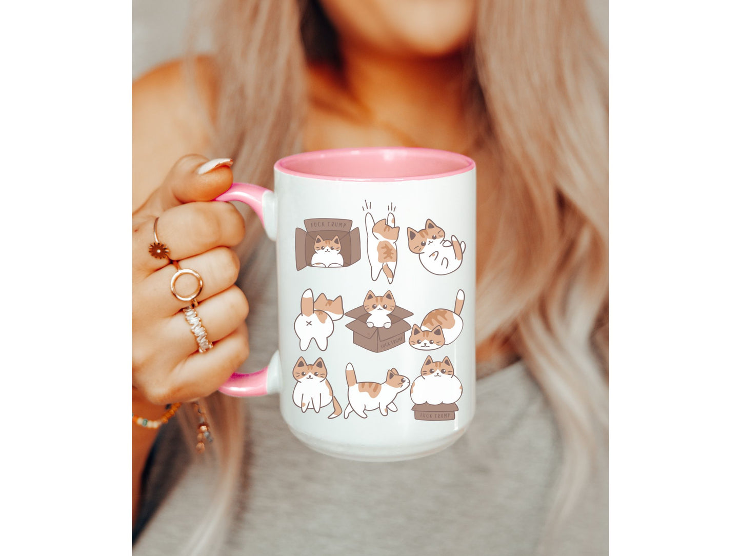 Calico Cat Subtle Fuck Trump Hidden Message Mug