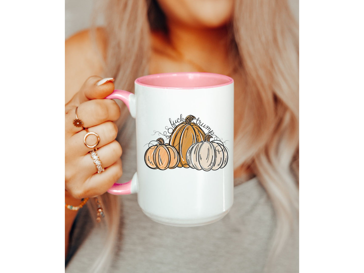 Subtle Fuck Trump Pumpkin Halloween Hidden Message Mug