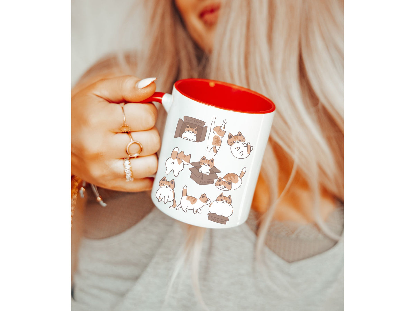 Calico Cat Subtle Fuck Trump Hidden Message Mug